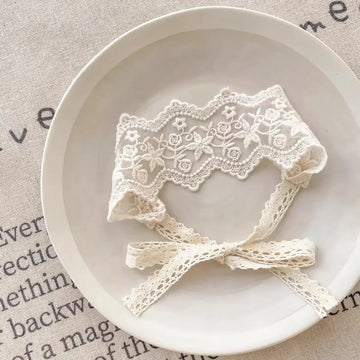 Popxstar Baby Girl Lace Headband Newborn Princess Elastic Hair Bands Retro White Flower Bow Kids Turban Hair Accessories for Girls